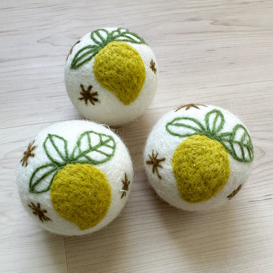 Lemon Sparkle Wool Dryer Balls (set of 3)