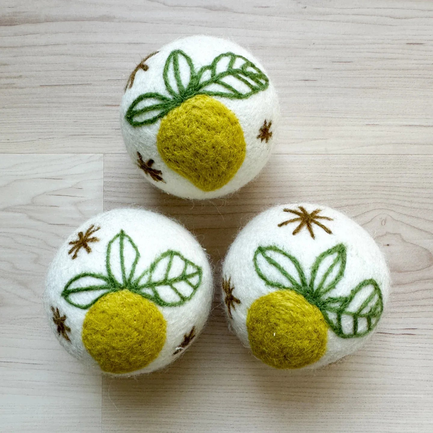 Lemon Sparkle Wool Dryer Balls (set of 3) - Rebecca Jane Woolbright - - Dryer Balls