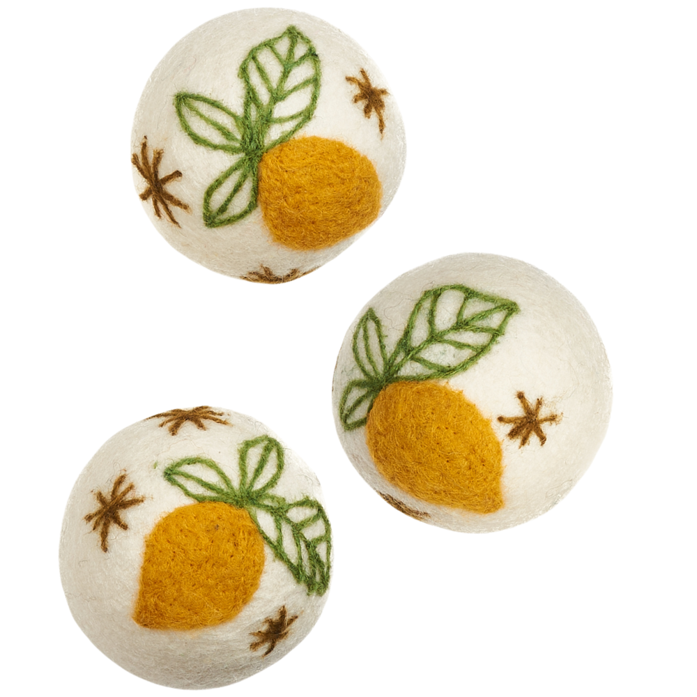 Lemon Sparkle Wool Dryer Balls (set of 3)