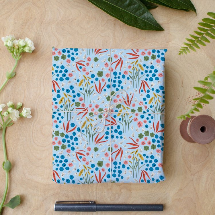 Pirouette Blue Wrapping Paper