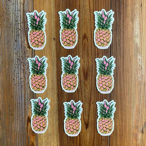Poppin' Pineapple Vinyl Sticker - Rebecca Jane Woolbright - - Stickers