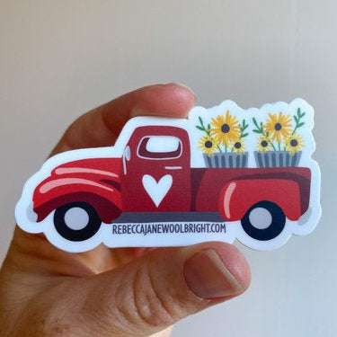 Poppin' Red Truck Vinyl Sticker