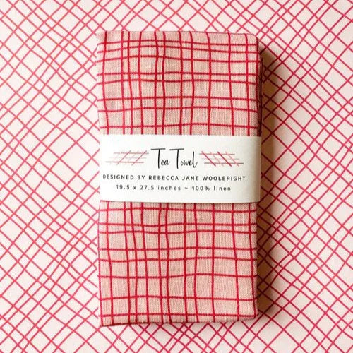 Sketchy Plaid Tea Towel - Rebecca Jane Woolbright - holiday only, holiday shop-tea towel - Tea Towel