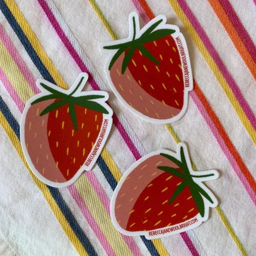 Succulent Strawberry Vinyl Sticker - Rebecca Jane Woolbright - - Stickers