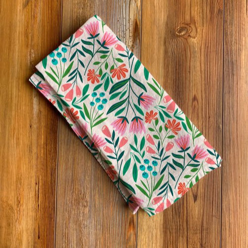 White Garden Tea Towel
