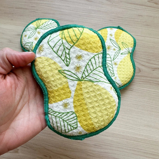 Illustrated eco-friendly lemon sponge drawn by Rebecca Woolbright