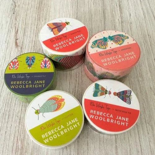 five rolls of colorful washi tape by rebecca jane woolbright
