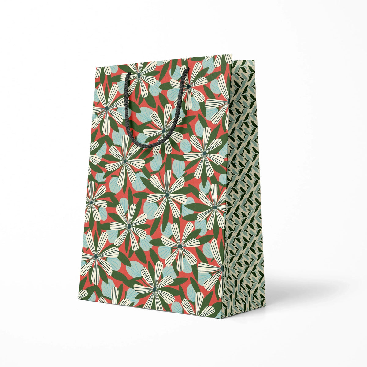 Take a Holiday paper gift bag by Rebecca Jane Woolbright with a colorful pattern