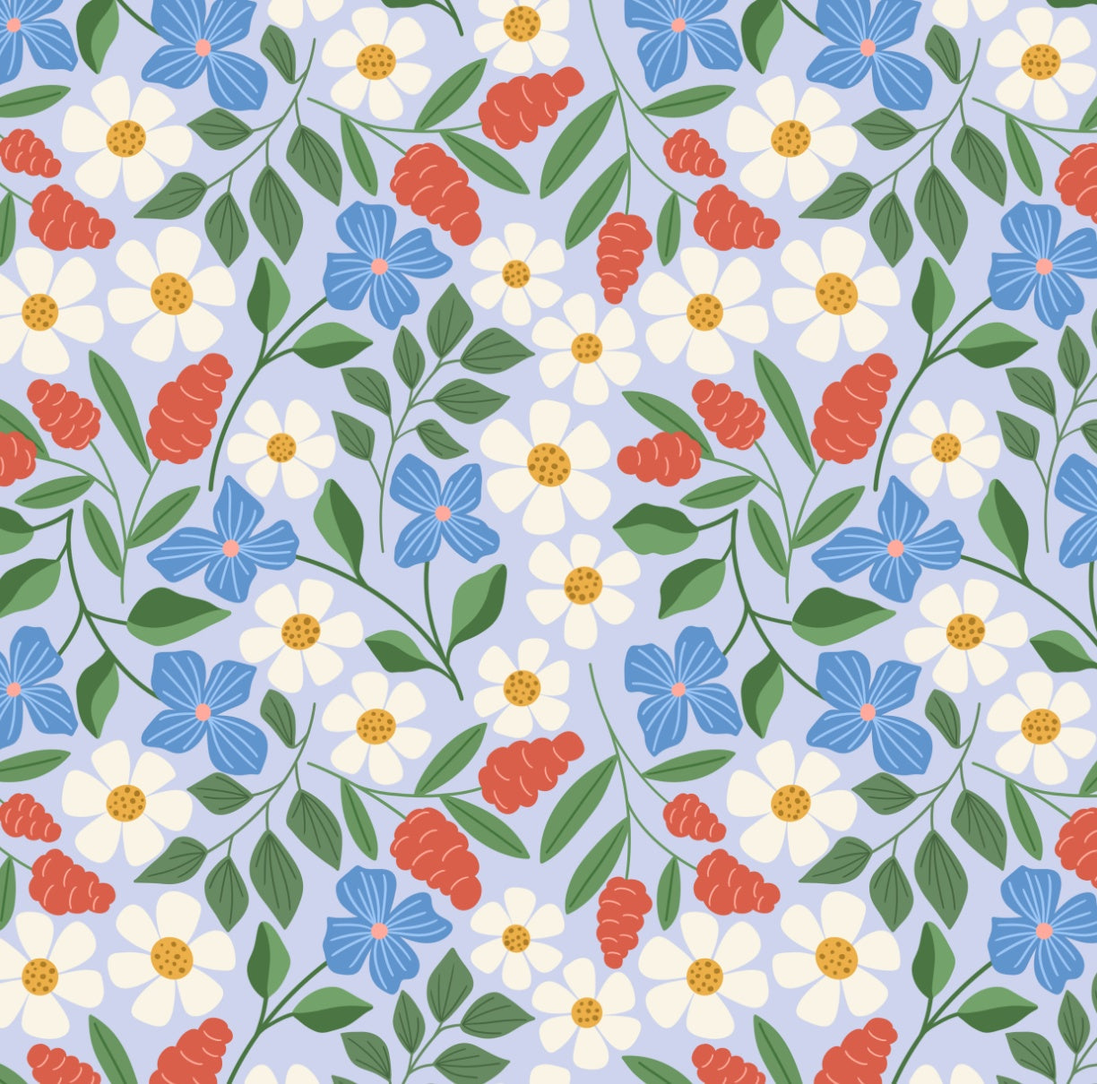 blue floral patterned drawn by Rebecca Woolbright