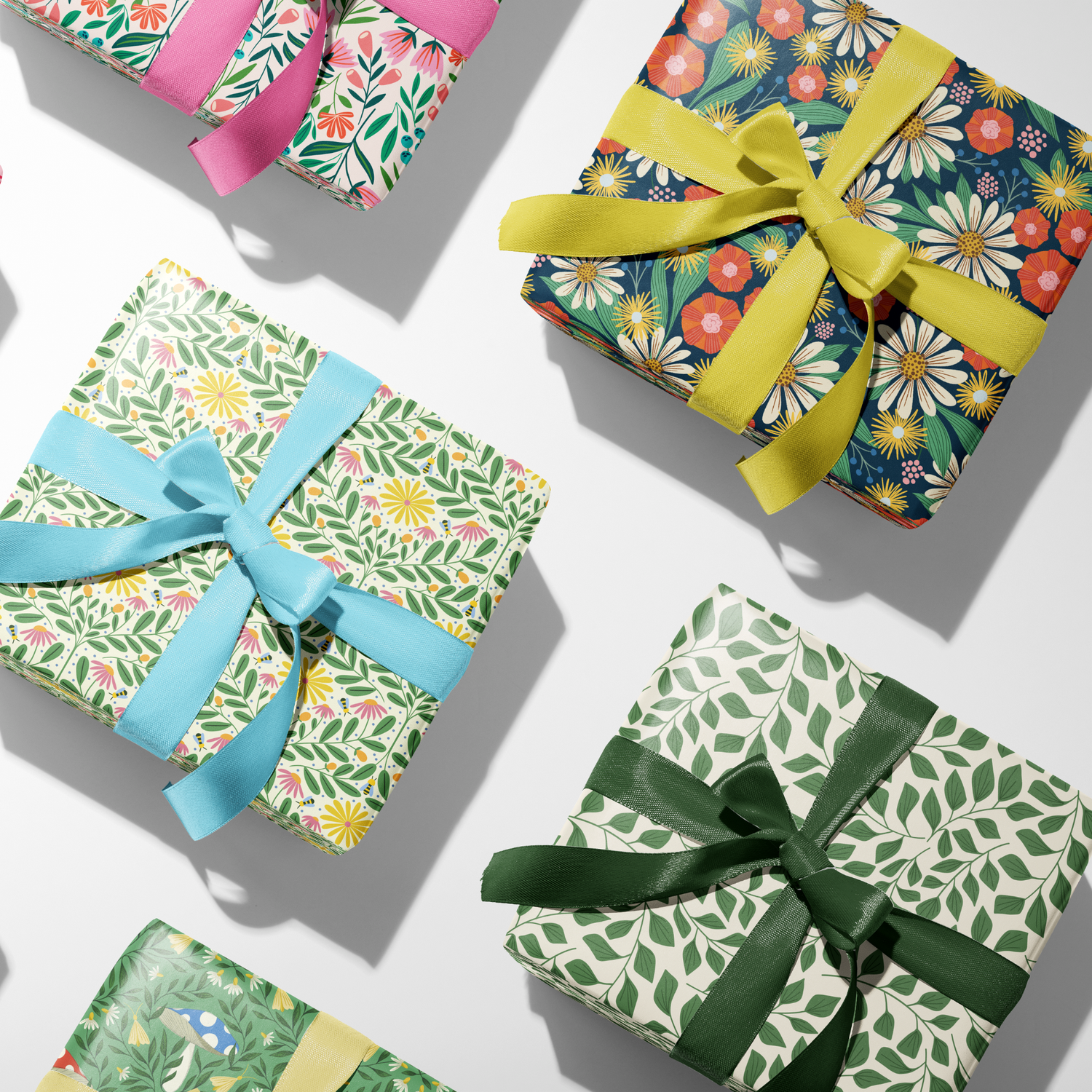 Colorful patterned gift wrap by Rebecca Jane Woolbright for special gifts