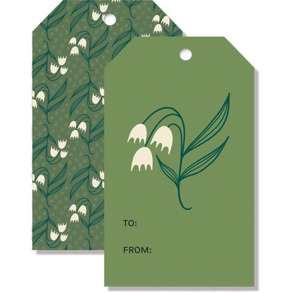 Dosado Green Gift Tag with deep green floral pattern and To/From writing space by Rebecca Jane Woolbright