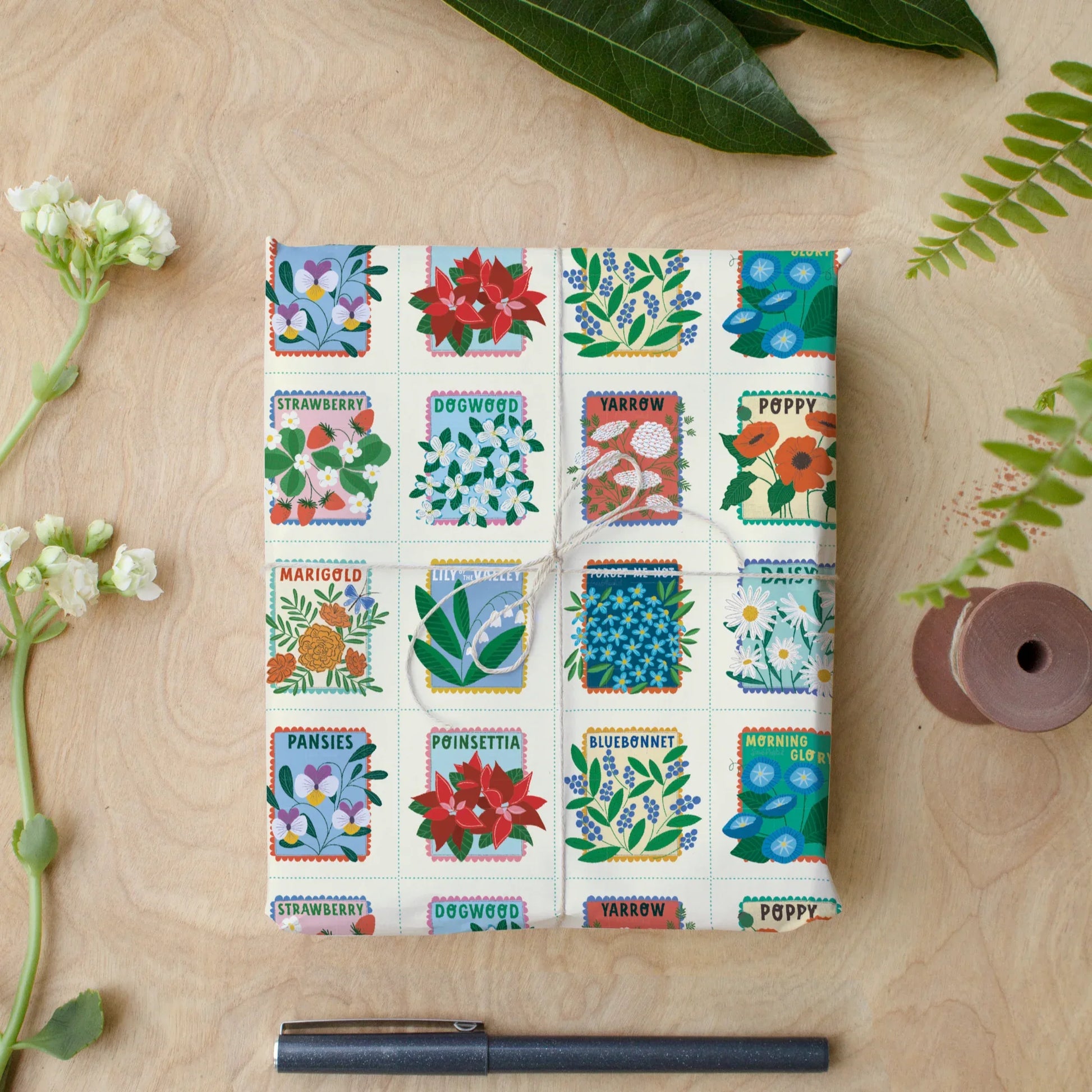 flower seed wrapping paper Garden Bed Wrapping Paper